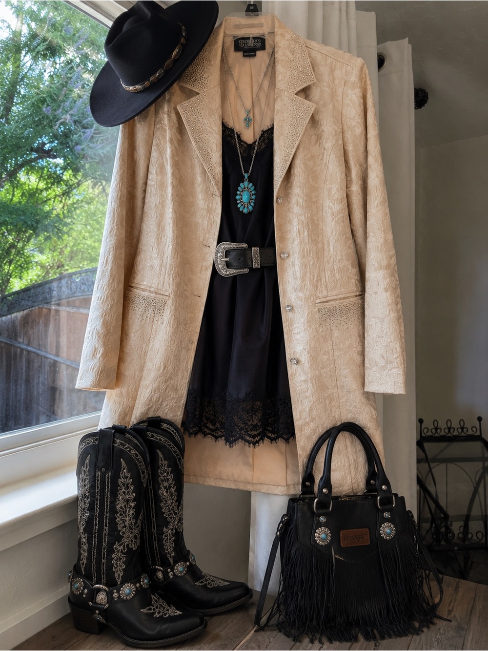 Christine Alexander Embellished Jacquard Duster Jacket | Western Luxe | X-Large